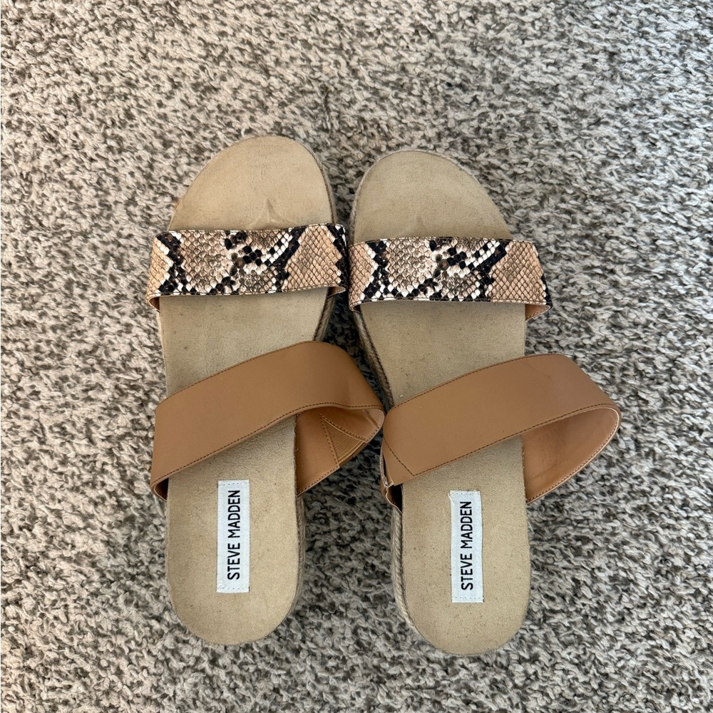 Steve Madden Tan and Snake Print Women's Sandals